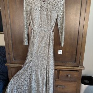 Betsy & Adam Champagne Gold Dress Formal Gown Size 14